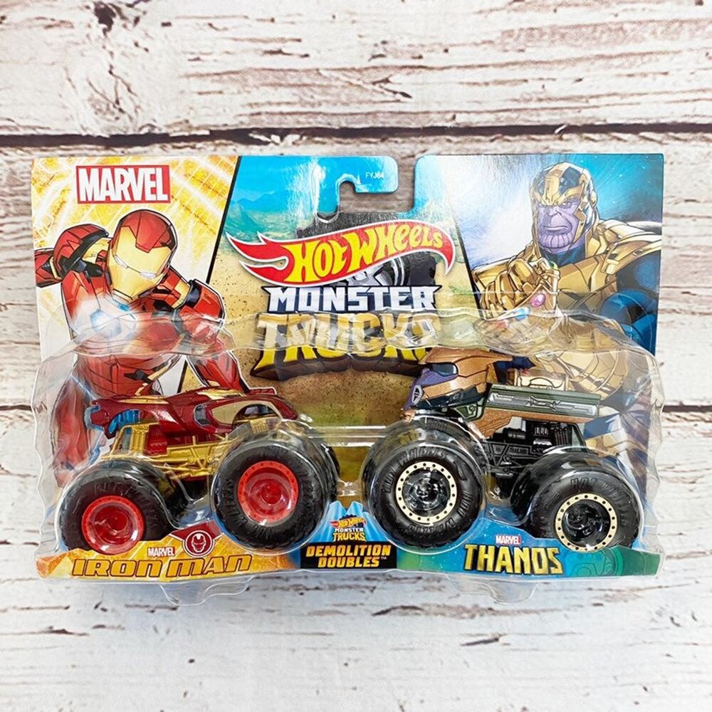 HOT WHEELS Marvel Monster Trucks 2 Pack Iron Man vs Thanos